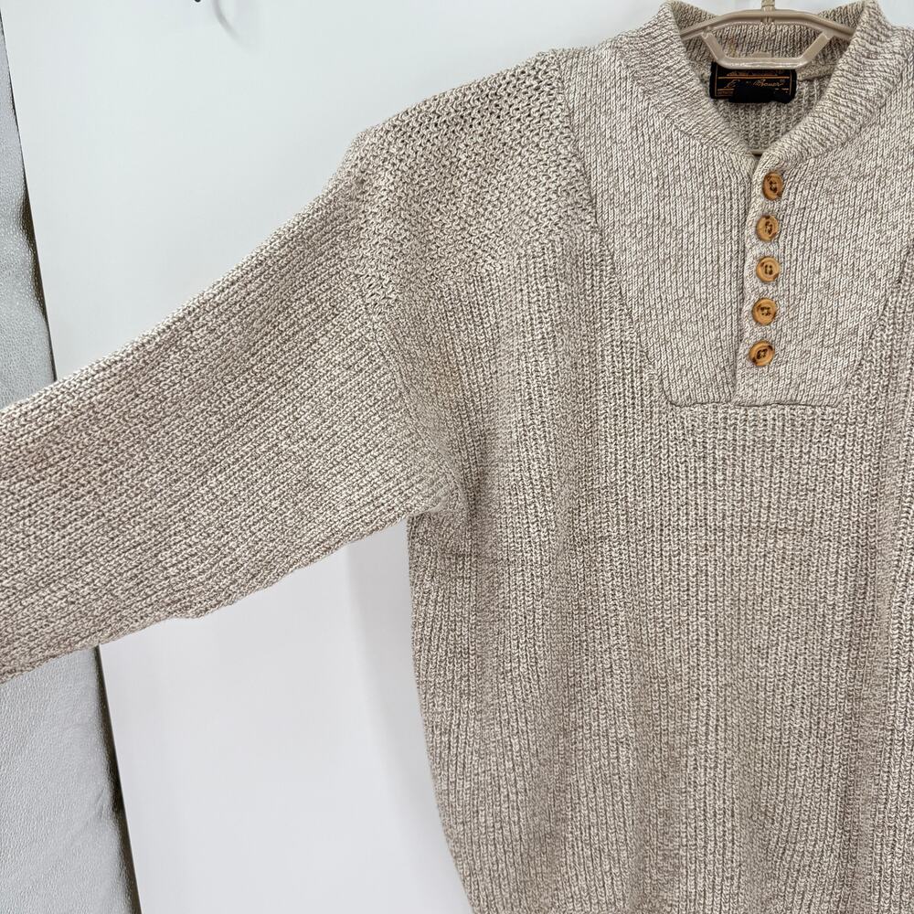 Eddie Bauer Mens Vintage 90's Cotton Rag Henley Sweater Size Large Tall Y2K - Picture 3 of 6